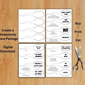 Sperm Cut Out Template Vasectomy Card for Care Package Printable Sign, vasectomy card, Happy Vasectomy, Snip Congratulations, Husband, image 1