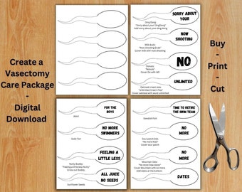 Sperm Cut Out Template Vasectomy Card for Care Package Printable Sign, vasectomy card, Happy Vasectomy, Snip Congratulations, Husband,