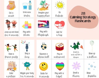 Tarjetas flash de esquina calmante, estrategias calmantes, técnicas de afrontamiento, arte de pared para niños, habilidades para calmarse, gestión del aula, descarga instantánea