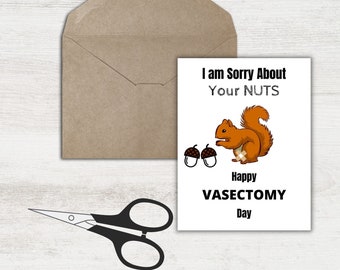 Vasectomy Card Sign Printable Sign, vasectomy card, Happy Vasectomy, Snip Congratulations, Husband, Surgery, Get Well, I am Sorry about nuts