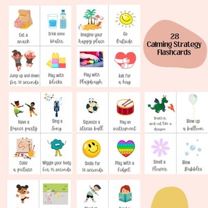Tarjetas flash de esquina calmante, estrategias calmantes, técnicas de afrontamiento, arte de pared para niños, habilidades para calmarse, gestión del aula, descarga instantánea
