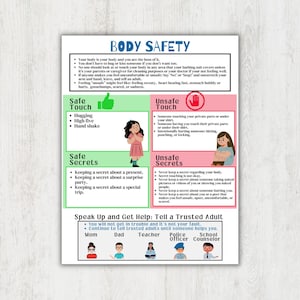 Körpersicherheit für Kinder Poster zum ausdrucken, Körpergrenzen für Kinder, Teach Kids Consent Sign