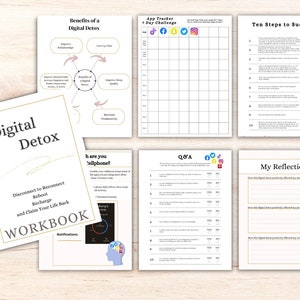 Digital Detox, Printable Planner, Social Media Detox Challenge, Printable Journal Pages, Mental Health, Social Media Detox Printable