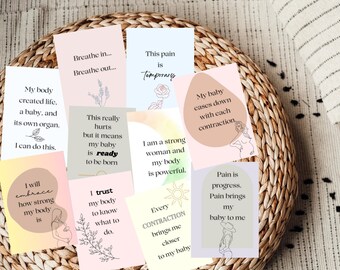 Birth Affirmation Cards, Hypnobirthing cards, Positive Birth Quotes, Empowering Affirmations, Mindfulness Cards, Manifestation