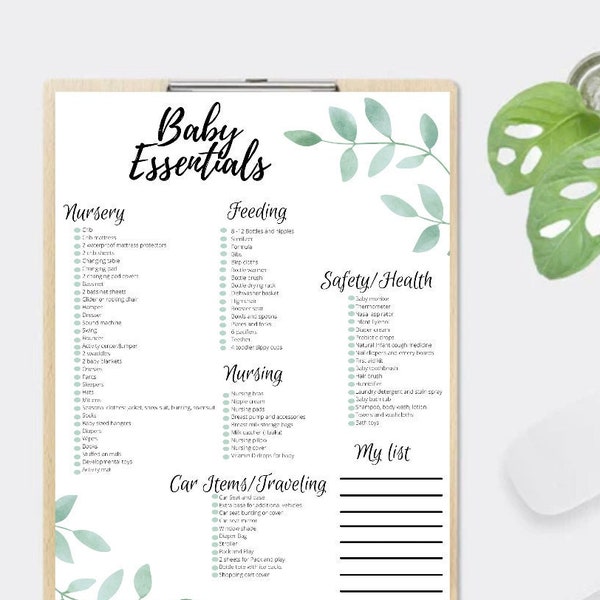 Baby Registry Checklist Printable. Newborn Essentials Planner. Pregnancy planner insert. Newborn Checklist. Nursery list