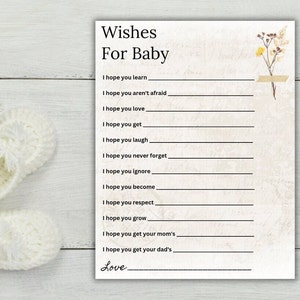 Juego de baby shower, plantilla de deseos para bebé / deseos para bebé imprimible / tarjeta de bebé de buenos deseos / descarga instantánea de consejos para bebé