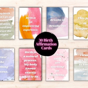 Cartes d'affirmation de la naissance, Aquarelle, Cartes d'hypnose, Citations positives de naissance, Affirmations qui responsabilisent, Cartes pleine conscience, Manifestation
