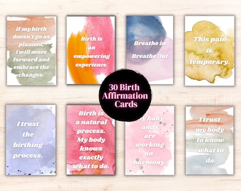 Birth Affirmation Cards Watercolor, Hypnobirthing cards, Positive Birth Quotes, Empowering Affirmations, Mindfulness Cards, Manifestation