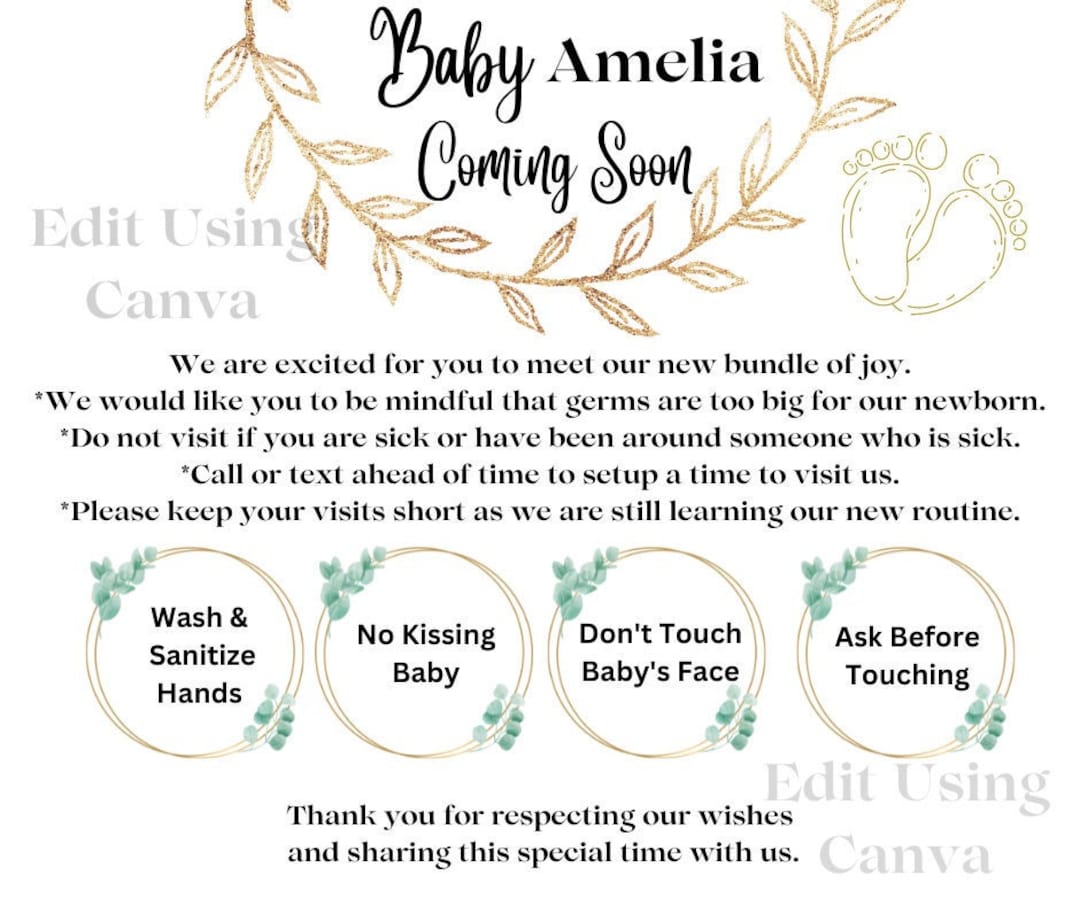 Newborn Rules.pdf Baby Rules for Visitors Social Media Post, Hospital Door Sign for ...