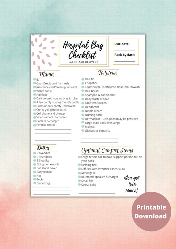 Hospital Bag Checklist – Clever Clogs