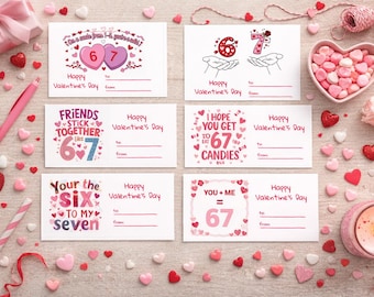 6 7 Valentine Printable Classroom Valentines, Tween Valentine Cards, Stick Figure Teen Slang Valentines, Funny Kids Valentine Cards,Download
