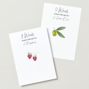 Pregnancy Milestones Cards, Bump Size Cards, Fruits and Vegetables ...