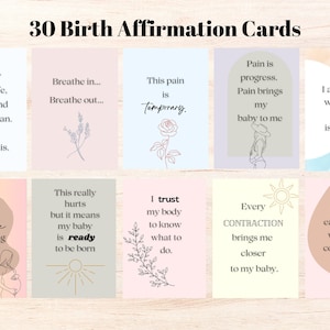 Cartões de afirmação de nascimento, cartões de hipnobirthing, citações positivas de nascimento, afirmações fortalecedoras, cartões de atenção plena, manifestação
