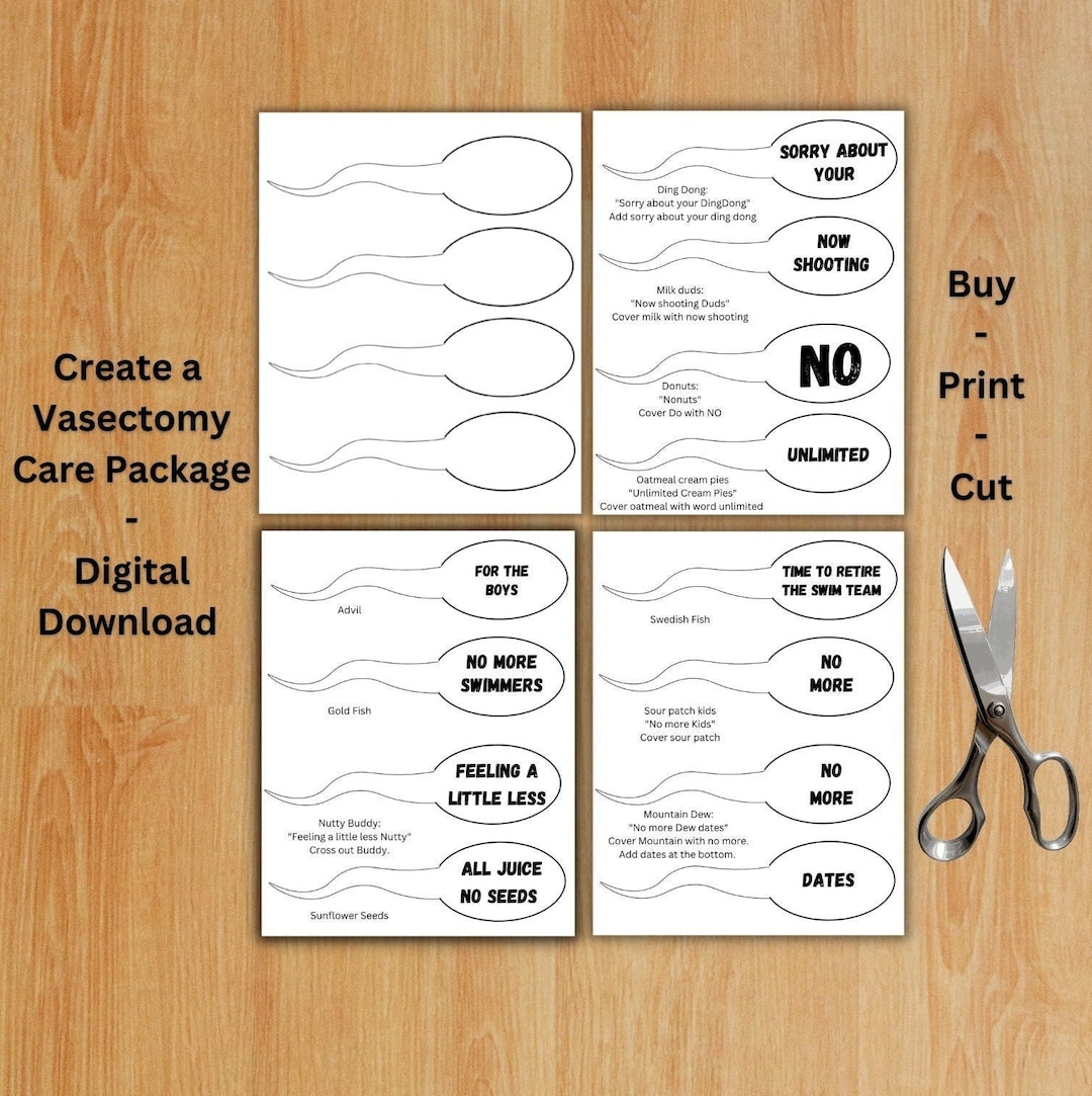 Sperm Cut Out Template Vasectomy Card for Care Package - Etsy