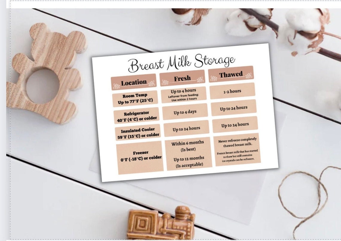 Breast Milk Storage Printable Digital Download CDC Guidelines - Etsy