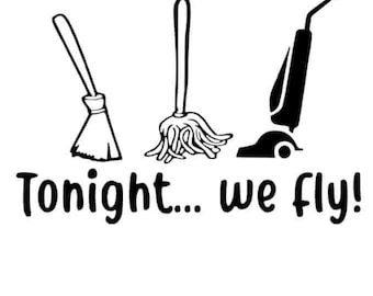 Tonight We Fly Waterslide, Halloween Decal, Witches, Print