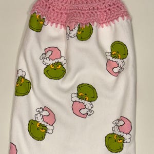 Crochet Top Kitchen Towel Pink Christmas Grinch