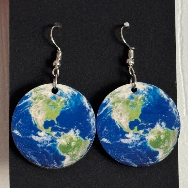 Planet Earth Earrings. World Globe.