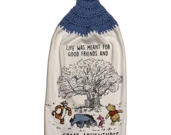 Crochet Top Kitchen Towel Winnie the Pooh / Eeyore / Piglet / Tigger