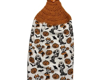 Crochet Top Kitchen Towel - Mickey Mouse / Minnie Mouse Halloween