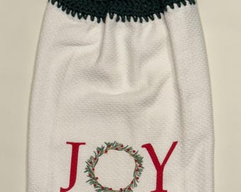 Toalla de cocina de crochet con alegría navideña