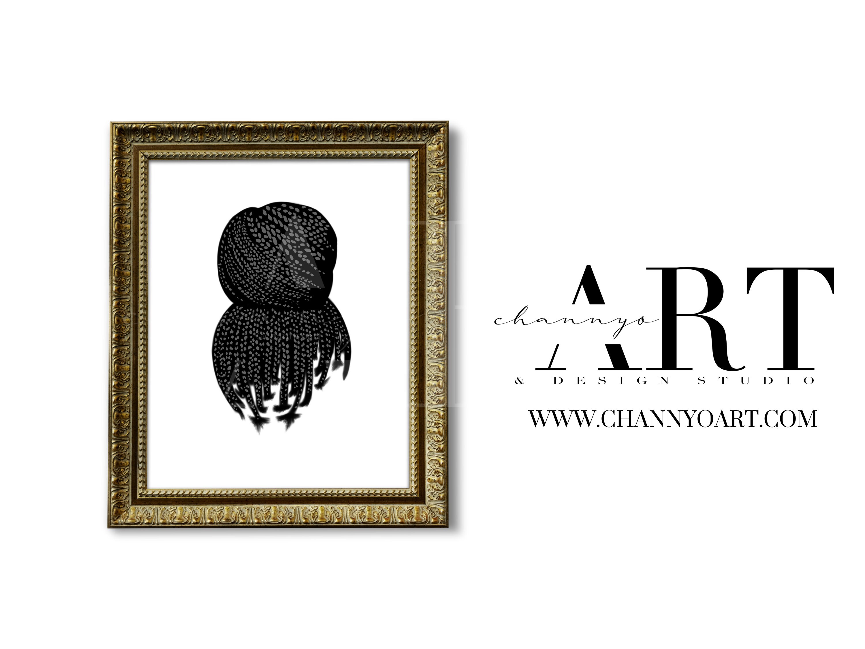 Box Tresses 8x10 Art Print, Coiffure Naturelle, Impression d'art Minimale, de Femme Afro-Américaine,