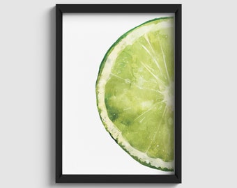 watercolor lime, kitchen wall art, lime print, lime decor, kitchen print, lime painting, home decor, printable art, instant download 106