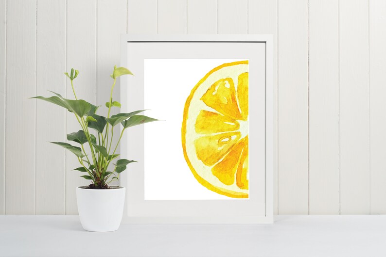Watercolor Lemon Kitchen Wall Art Lemon Print Lemon Decor Etsy