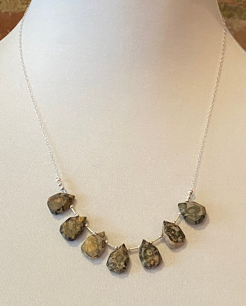 Collier Perles Jaspe Léopard à Facettes - Neuf Avec étiquettes