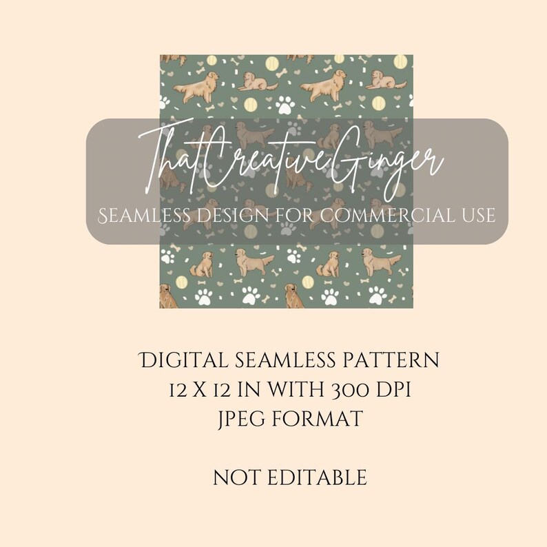 Green Dog Pattern With Golden Retrievers, Tennis Balls, Bones & Hearts ...