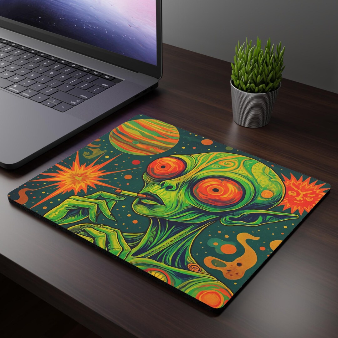 Cosmic Alien Mouse Pad, Space Decor, Retro Office Accessory, Gamer Gift ...