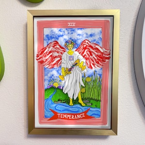 Impression d'art carte de tarot de la tempérance – 5 x 7 po. Illustration numérique dessinée à la main sur du papier cartonné mat – calme, équilibre symbolique