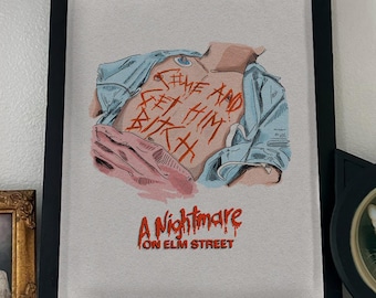 Nightmare on Elm Street Art Print: Freddy Krueger Chest Wound - Horror Movie Illustration