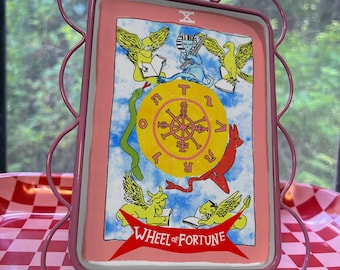 Wheel of Fortune Tarot Card Art Print: Hand-Drawn Witchy Illustration