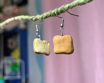 Bread Butt Earrings – Handmade Polymer Clay Loaf Ends – Quirky Mismatched Food Dangles