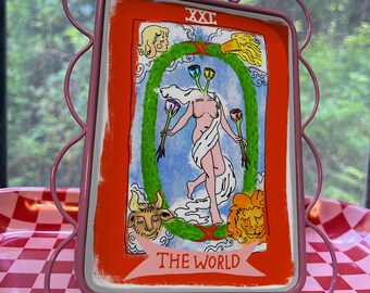 The World Tarot Card Art Print: Whimsical Hand-Drawn Major Arcana