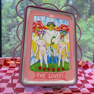 The Lovers Tarot Card Art Print: Witchy Romantic Illustration