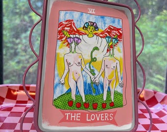 The Lovers Tarot Card Art Print: Witchy Romantic Illustration