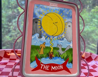 The Moon Tarot Card Art Print: Hand-Drawn Witchy Illustration