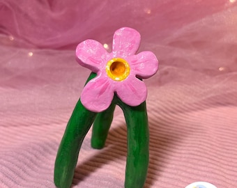 Adopt A Sun Pop Buddy – Flower Collection | Handmade Clay Creature with Mini Zine, Birth Certificate & Carry Box | Whimsical Collectible