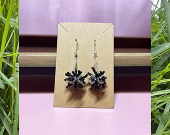 Soot Sprite Earrings – Studio Ghibli-Inspired Beaded Jewelry – Handmade Sparkle Dangles