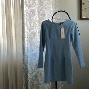 Women Fleece Dress, Dusty Blue Dresses, Women Blue dresses, Winter Dress, Women Dresses,