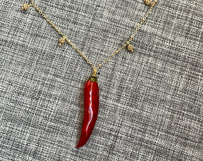 Handmade Pepper Chili Necklace Red Chili Pepper Necklace Nature Inspired Jewelry DIY Pendant