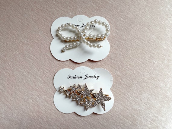 Rhinestone Hair Clip, Pearl Bow Hair Clip, Rhinestone Star  display picture 3