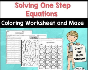 Maze and Coloring Sheet - Solving One Step Equations Using Addition & Subtraction