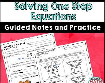 Solving One Step Equations Notes and Practice- Using Multiplication and Division