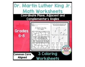 Dr. Martin Luther King Jr. Math Coloring Worksheet Gr 6-8