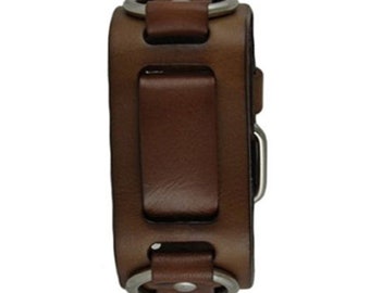 Brown Leather Ring Cuff Watch Band BRB