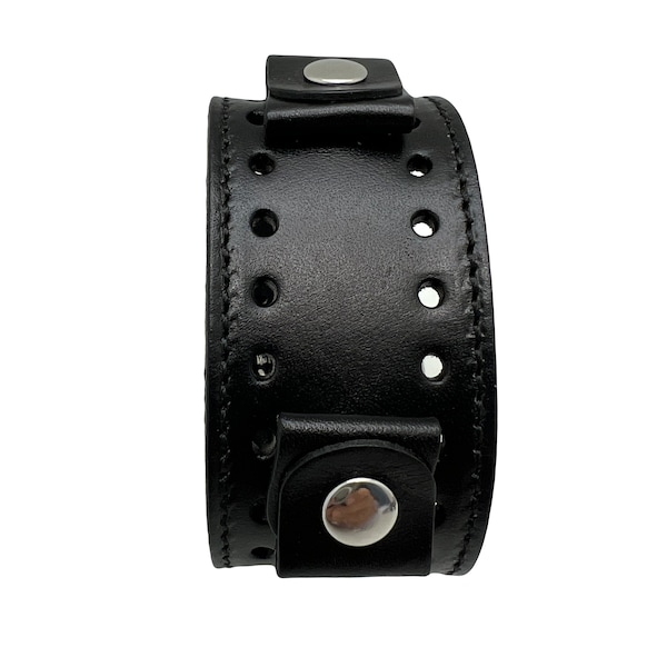 BK Nemesis black leather cuff watch band 20MM