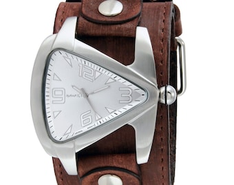 Armbanduhr mit Lederarmband in Tropfenform - BFLBB011S - Braun XL